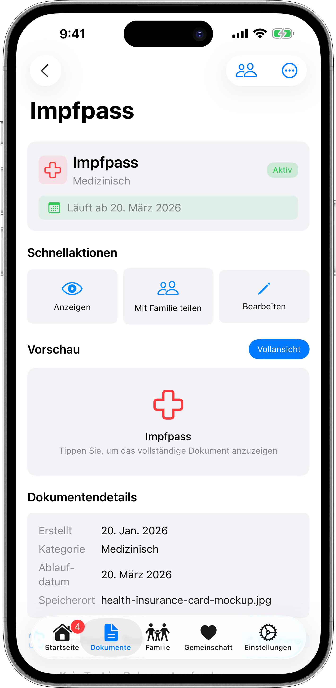 Dokumentendetailansicht