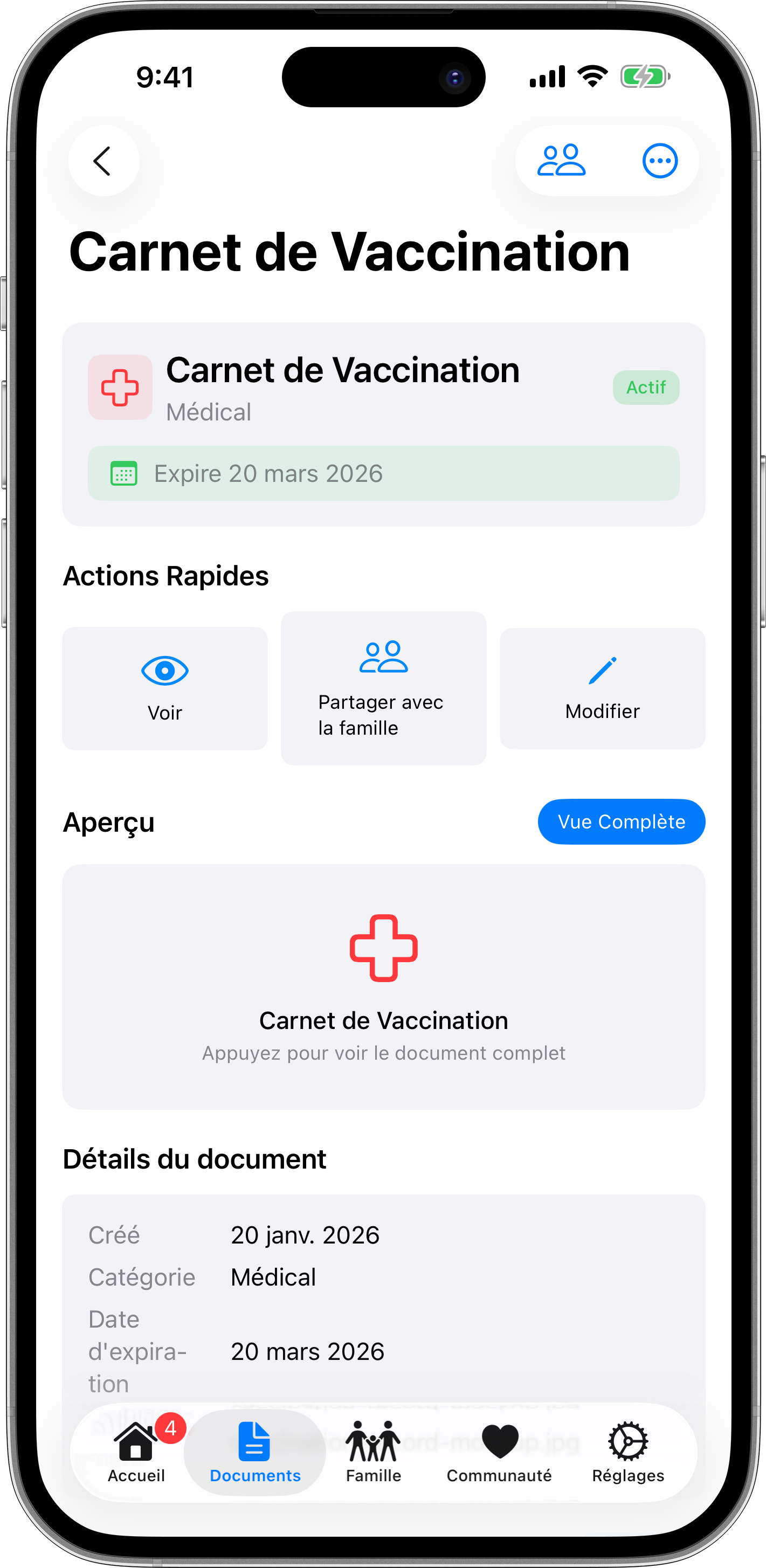 Vue détaillée du document