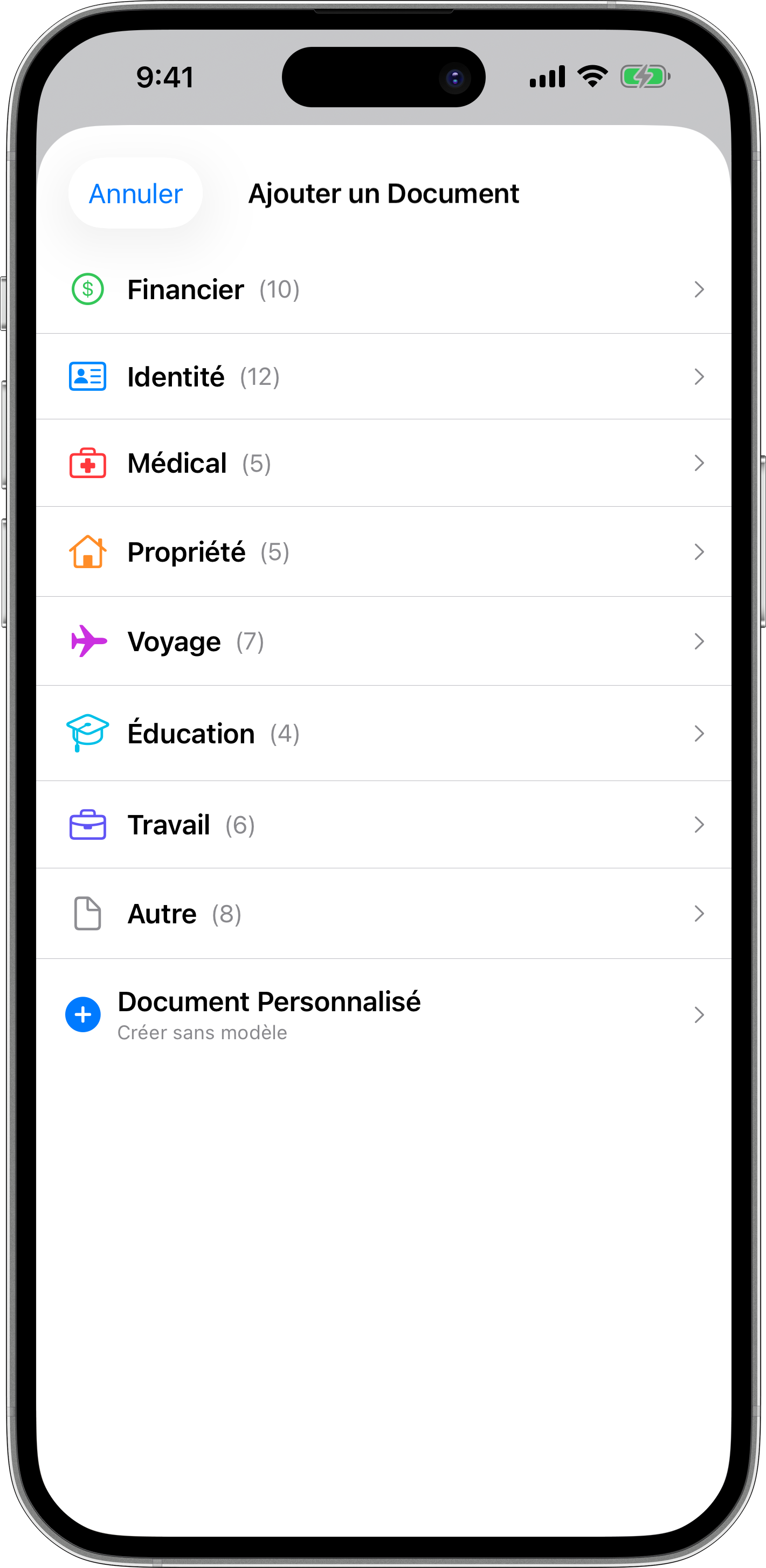 Ajouter un document avec des modèles