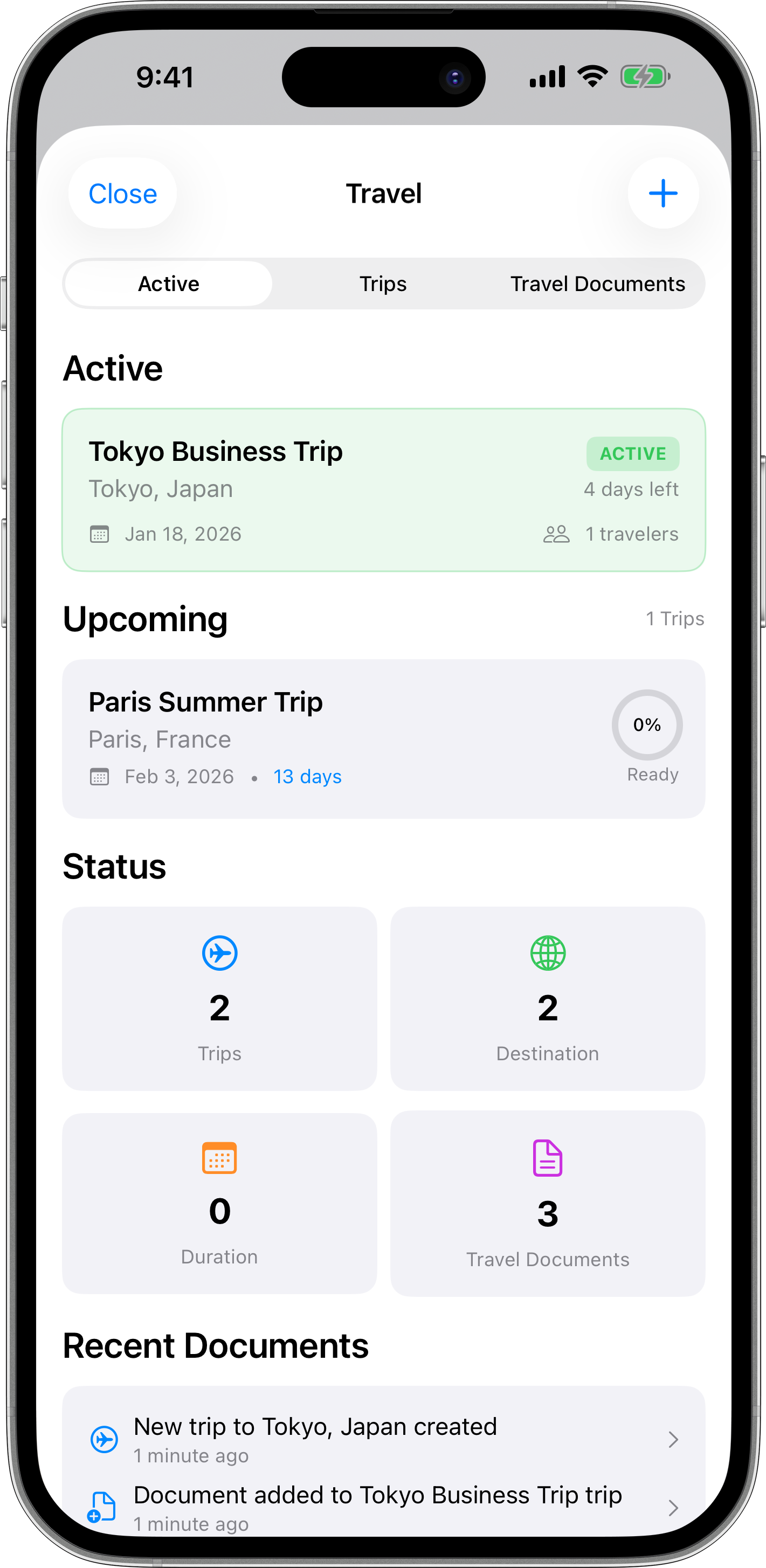 Travel management features